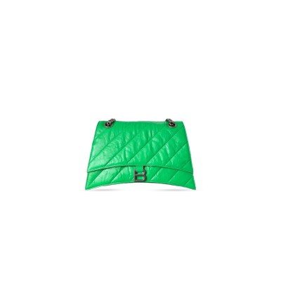 BALENCIAGA WOMEN'S CRUSH CHAIN BAG IN MEDIUM GREEN 716393217J09001 (31*19.8*6.9cm)